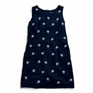 Sag Harbor Black Dress with White Floral Embroidery